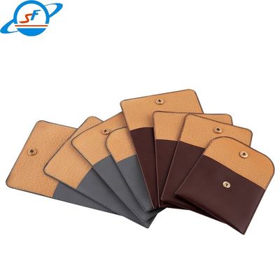 High end custom logo pu leather Microfiber Button Jewelry Pouch white pink velvet drawer jewelry gift bag pouch with log
