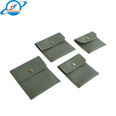 High end custom logo pu leather Microfiber Button Jewelry Pouch white pink velvet drawer jewelry gift bag pouch with log
