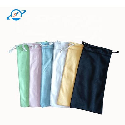 18*9cm Soft Microfiber Eyeglass Pouch Sunglasses Drawstring Bag Customization