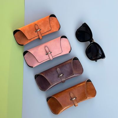Imitation Leather Flocking Foldable Eyeglass Case Bag Damage Resistant