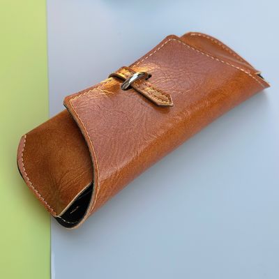 Imitation Leather Flocking Foldable Eyeglass Case Bag Damage Resistant