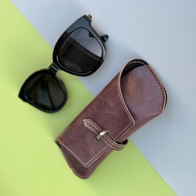 Imitation Leather Flocking Foldable Eyeglass Case Bag Damage Resistant
