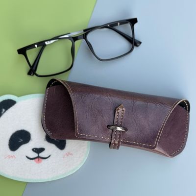 Imitation Leather Flocking Foldable Eyeglass Case Bag Damage Resistant