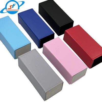 Pressure Resistant Folding Leather Sunglasses Case With Silk Screen Logo