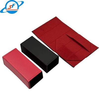Pressure Resistant Folding Leather Sunglasses Case With Silk Screen Logo