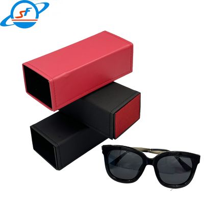 Pressure Resistant Folding Leather Sunglasses Case With Silk Screen Logo