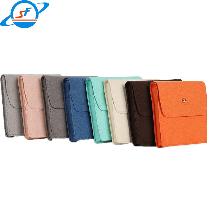 Custom Logo Jewelry Necklace Gift Bags Snap Button Microfiber Jewelry Pouch Jewelry Packaging Storage Bag