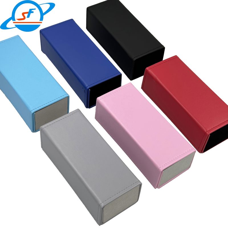 Pressure Resistant Folding Leather Sunglasses Case With Silk Screen Logo
